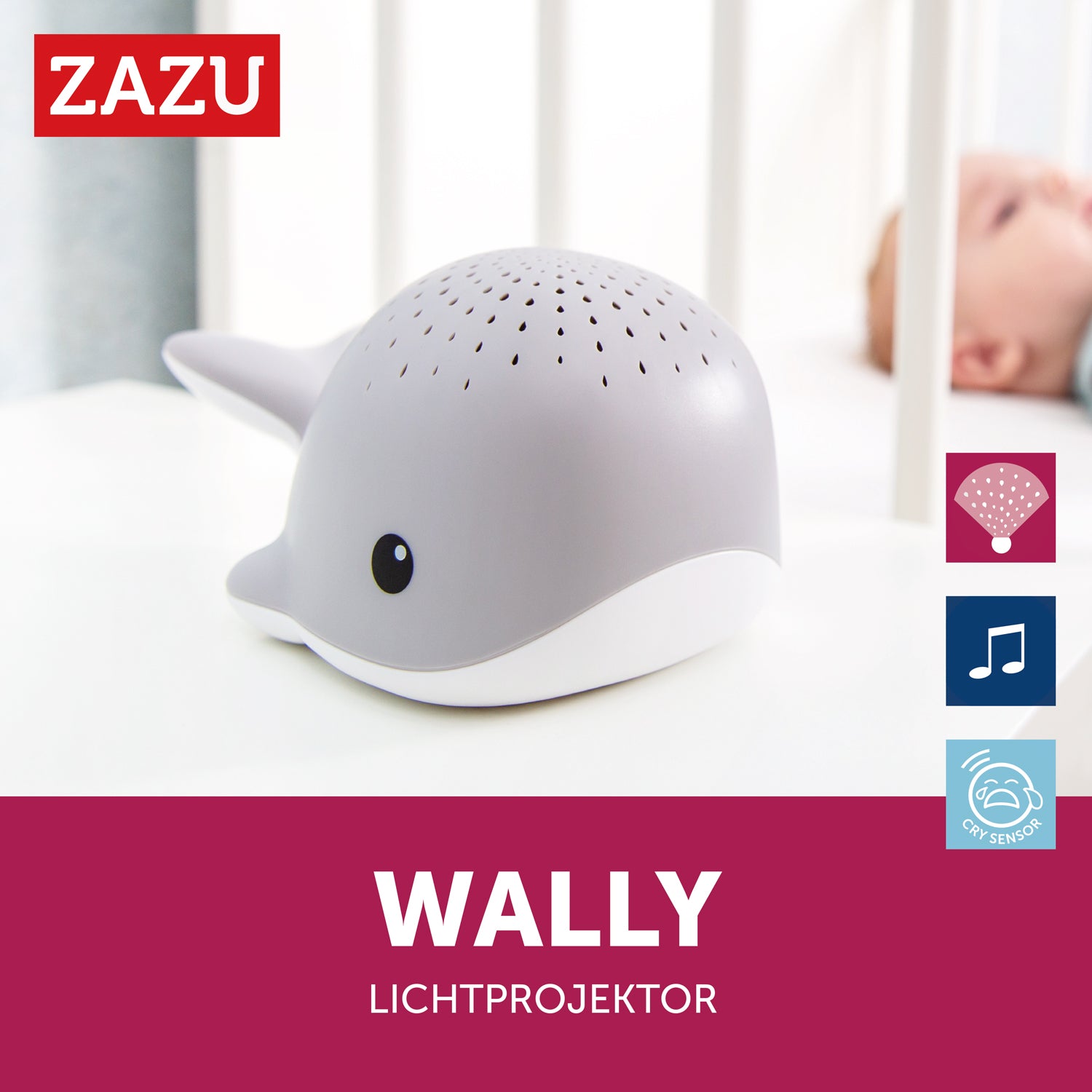 Wally der Wal in Grau - Lichtprojektor –