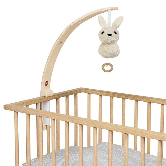 BabyAmuse mobile holder made of natural wood for the bed